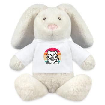 Anime Ramen Nourriture Drôle Cadeau Design - Lapin en peluche recyclé MiniFeet® Crème - blanc - Devant