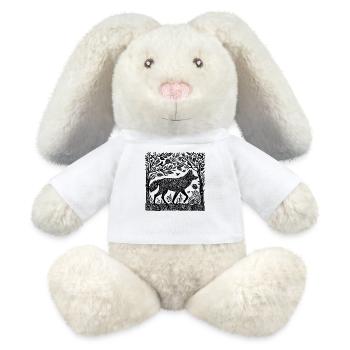 Gravure sur bois Wilderness Wolf Woodland Nature Gift - Lapin en peluche recyclé MiniFeet® Crème - blanc - Devant