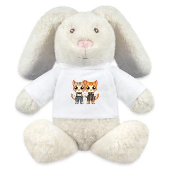 Two Cute Cat Friends Holding Hands - MiniFeet® RecycelHase® Creme - Weiß - Vorne