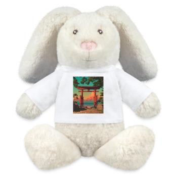 Sunset Torii Gate by the Shore - MiniFeet® RecycelHase® Bunny Cream - white - Front