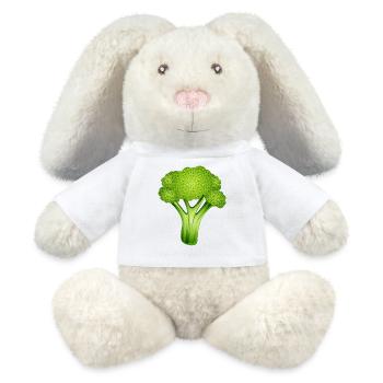 Brocoli vert vif dans un style bande dessinée élégant - Lapin en peluche recyclé MiniFeet® Crème - blanc - Devant