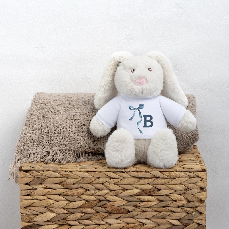 Monogramme b idée cadeau  Lapin en peluche recyclé MiniFeet® Crème