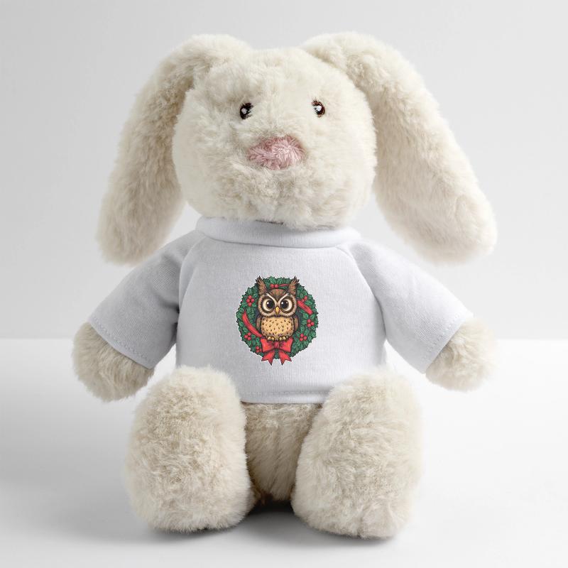 Eule im Weihnachtskranz MiniFeet® RecycelHase® Creme