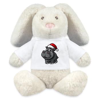 Nilpferd Weihnachten - MiniFeet® RecycelHase® Creme - Weiß - Vorne