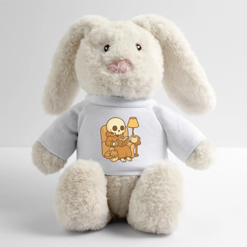 Reading Skeleton – Lecture Douillette Lapin en peluche recyclé MiniFeet® Crème