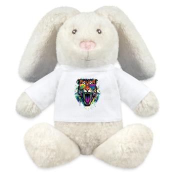 Säbelzahntiger Smilodon Raubkatze Säbelzahn Tiger - MiniFeet® RecycelHase® Creme - Weiß - Vorne