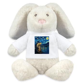 Loutre Van Gogh - Lapin en peluche recyclé MiniFeet® Crème - blanc - Devant