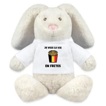Belgian Fries Flag Graphic - MiniFeet® RecycelHase® Bunny Cream - white - Front