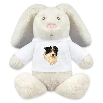 Chien à faible polygone – Conception artistique géométrique de chien - Lapin en peluche recyclé MiniFeet® Crème - blanc - Devant