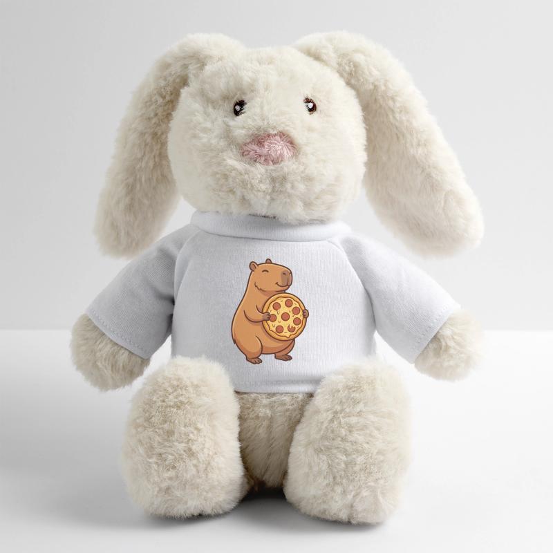 Capybara avec pizza Lapin en peluche recyclé MiniFeet® Crème