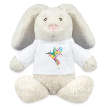 Colorful Hummingbird – Graffiti Bird Art - MiniFeet® RecycelHase® Bunny Cream - white - Front