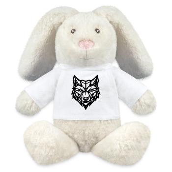 Grauer Wolf mit geometrischem Stil - MiniFeet® RecycelHase® Creme - Weiß - Vorne