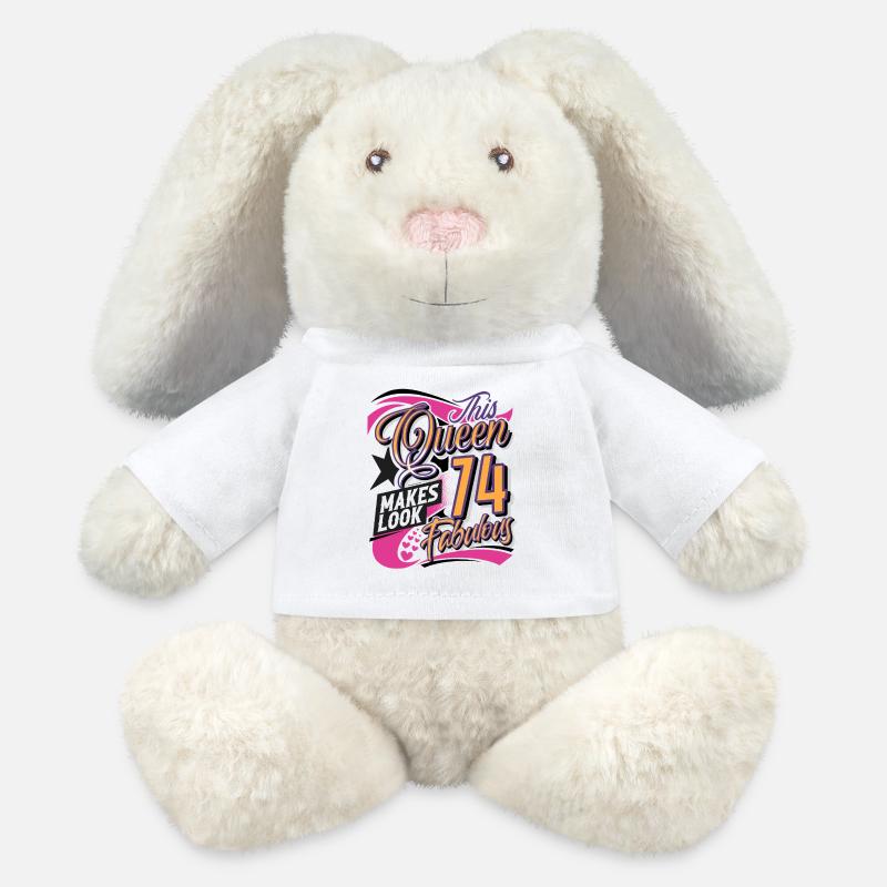 74. Geburtstag Queen - MiniFeet® RecycelHase® Creme - Weiß