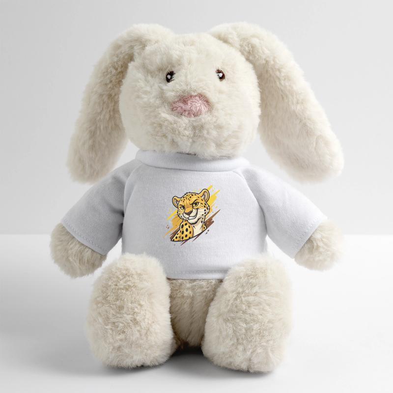 Tête de léopard avec un éclat de couleur Lapin en peluche recyclé MiniFeet® Crème