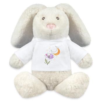 Blume mit Mond Line Art Illustration  - MiniFeet® RecycelHase® Creme - Weiß - Vorne