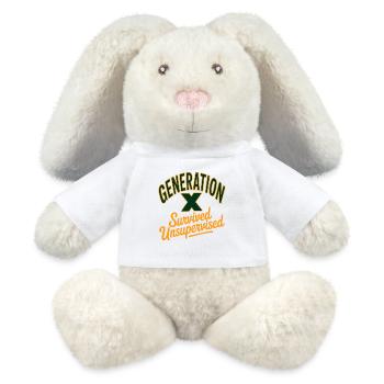 La génération X a survécu sans surveillance - Lapin en peluche recyclé MiniFeet® Crème - blanc - Devant