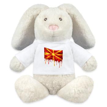 Chute du drapeau macédonien - Lapin en peluche recyclé MiniFeet® Crème - blanc - Devant
