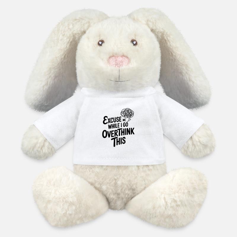 Excuse-moi pendant que je réfléchis trop à tout ça - Lapin en peluche recyclé MiniFeet® Crème - blanc