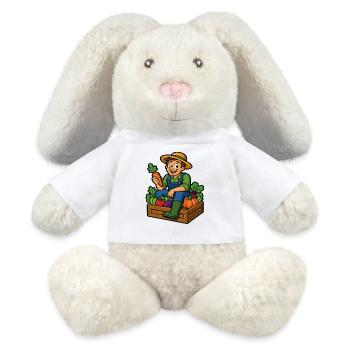 Fermier et récolte du potager joyeux - Lapin en peluche recyclé MiniFeet® Crème - blanc - Devant