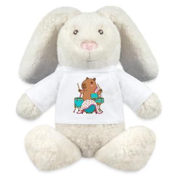 Drumming Capybara Parade - Little Drummer - MiniFeet® RecycelHase® Bunny Cream - white - Front