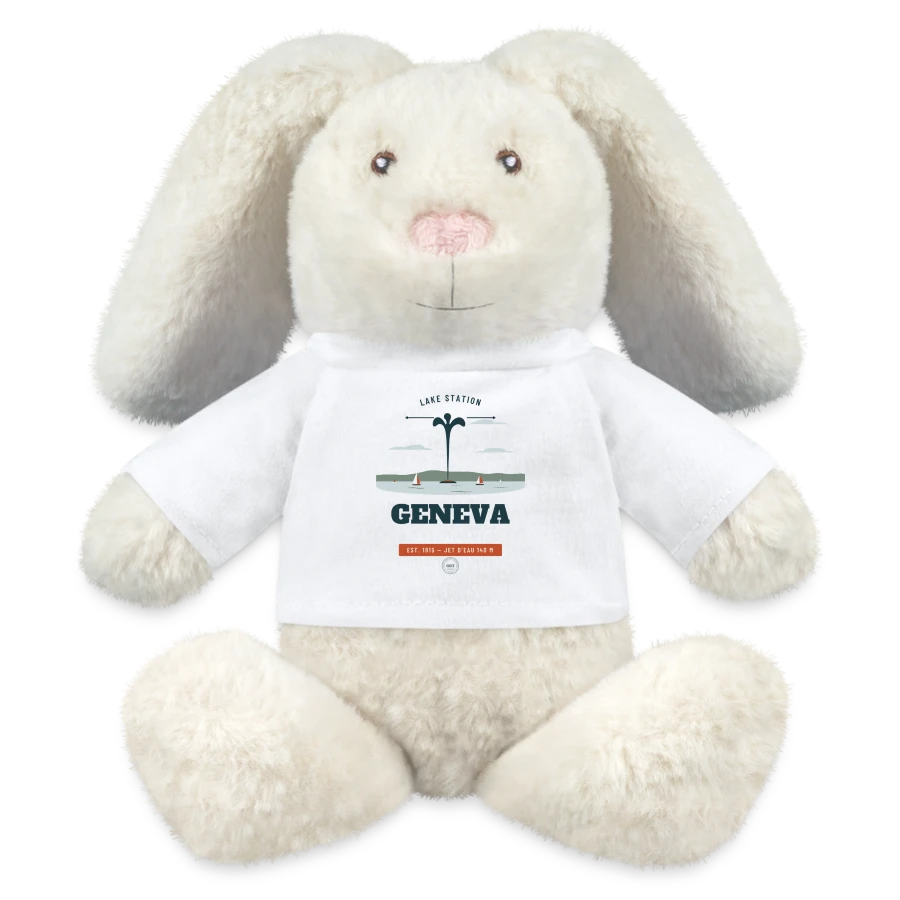 Geneva badge on a minifeet® recycelhase® bunny cream, white