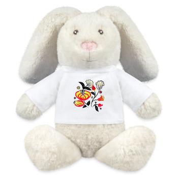 Painted flowers - MiniFeet® RecycelHase® Bunny Cream - white - Front