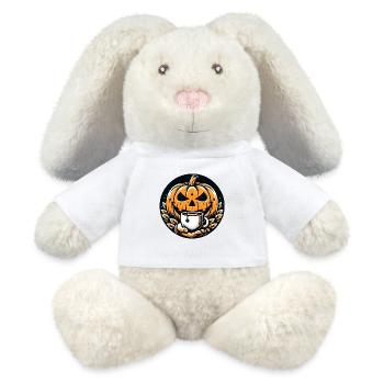 La citrouille d’Halloween boit une tasse de thé - Lapin en peluche recyclé MiniFeet® Crème - blanc - Devant