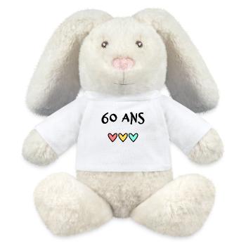 60 ANS. 60e ANNIVERSAIRE. ANNIVERSAIRE 60 ANS. 60 - Lapin en peluche recyclé MiniFeet® Crème - blanc - Devant