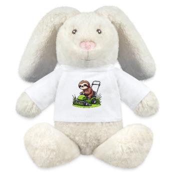 Faultier Rasenmäher Traktor Landschaftsbau - MiniFeet® RecycelHase® Creme - Weiß - Vorne