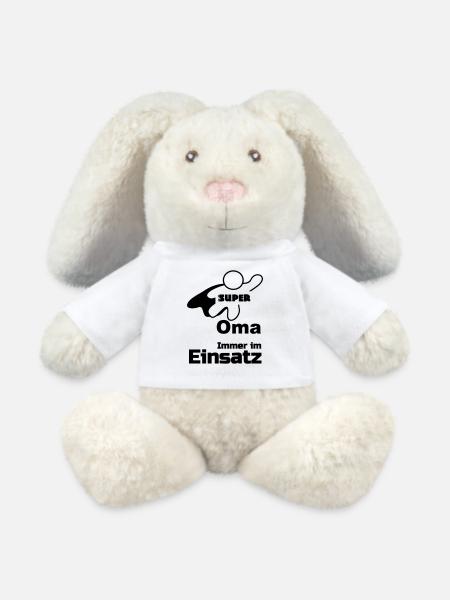 Super Oma Geschenk - MiniFeet® RecycelHase® Creme - Weiß