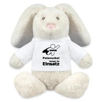 Super Patenonkel Taufe, Familie, Geschenk - MiniFeet® RecycelHase® Creme - Weiß - Vorne
