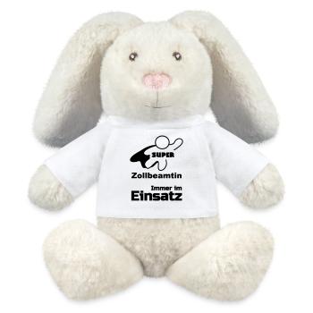 Super Zollbeamtin Zoll, Beamte, Beruf, Geschenk - MiniFeet® RecycelHase® Creme - Weiß - Vorne