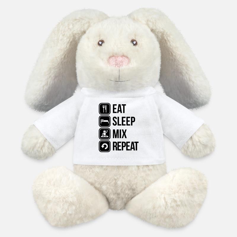 eat sleep mix repeat - Lapin en peluche recyclé MiniFeet® Crème - blanc