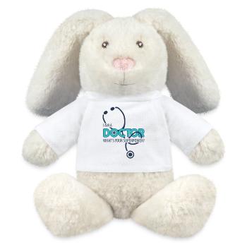 Je suis docteur - Lapin en peluche recyclé MiniFeet® Crème - blanc - Devant