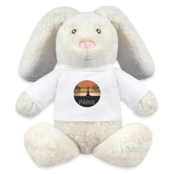 Paris Retro Design - Lapin en peluche recyclé MiniFeet® Crème - blanc - Devant