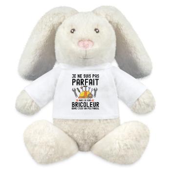 Humour Bricoleur Autodérision - Lapin en peluche recyclé MiniFeet® Crème - blanc - Devant