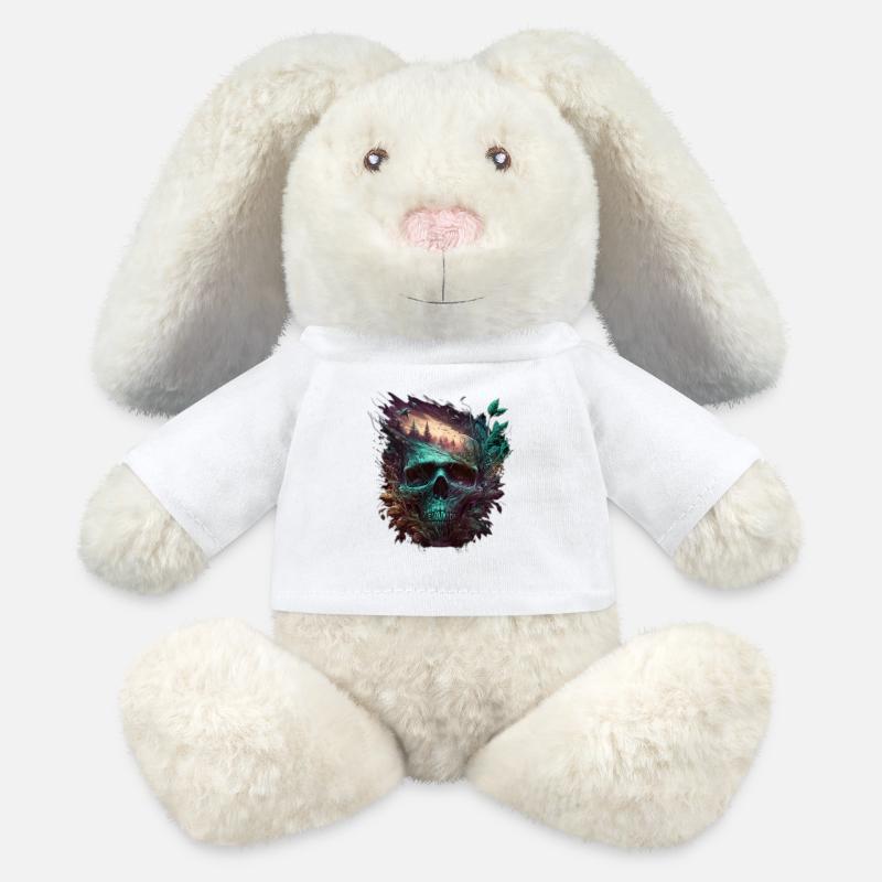 Neon Skull Forest Art - MiniFeet® RecycelHase® Bunny Cream - white