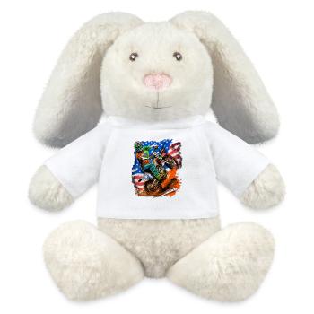 Drapeau américain Motocross Splash - Lapin en peluche recyclé MiniFeet® Crème - blanc - Devant