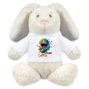 Lachende Kaffeebohne - MiniFeet® RecycelHase® Creme - Weiß - Vorne