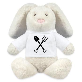 Spaten Harke Rechen Symbol Garten Symbol Werkzeuge - MiniFeet® RecycelHase® Creme - Weiß - Vorne