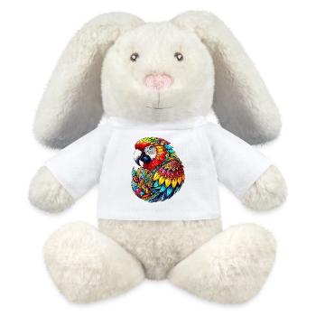 Papagei mit Mandalas verziert - MiniFeet® RecycelHase® Creme - Weiß - Vorne