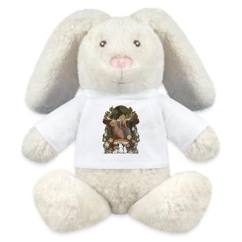 Märchen Märchenfigur Mädchen Wald Natur Hirsch - MiniFeet® RecycelHase® Creme - Weiß - Vorne