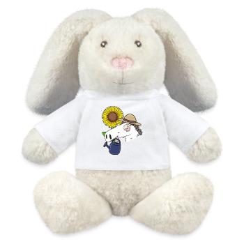 Cheval, Tournesol, Jardinier, Jardinier Amateur, Fleur - Lapin en peluche recyclé MiniFeet® Crème - blanc - Devant