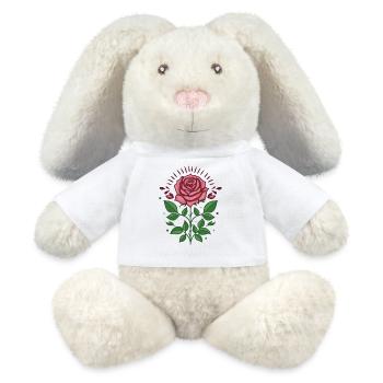 Fleur de rose - Lapin en peluche recyclé MiniFeet® Crème - blanc - Devant