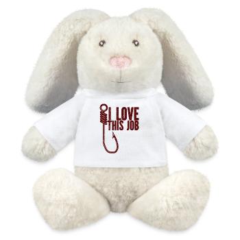 Angler Fishing Hook Fishing Rod Sport Fisherman - MiniFeet® RecycelHase® Bunny Cream - white - Front