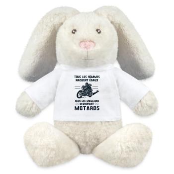 Moto motard - Lapin en peluche recyclé MiniFeet® Crème - blanc - Devant