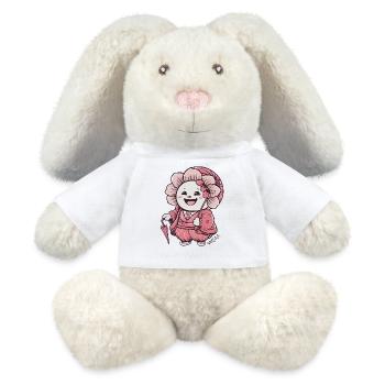 Sakura rose in elegant Japanese robe - MiniFeet® RecycelHase® Bunny Cream - white - Front