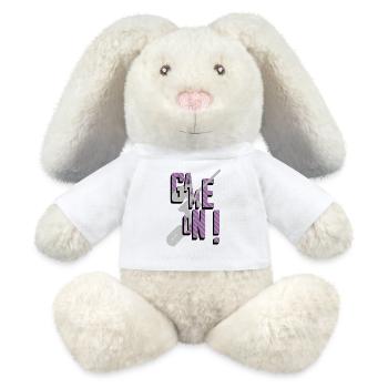 Spiel auf Schriftkunst, Paintball-Marker oben - MiniFeet® RecycelHase® Creme - Weiß - Vorne