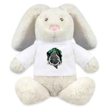 Wald Rabe Raben Krähe Krähen mystisch Vogel - MiniFeet® RecycelHase® Creme - Weiß - Vorne