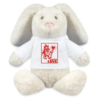 Burning Love- Design Rétro Romantique - Lapin en peluche recyclé MiniFeet® Crème - blanc - Devant